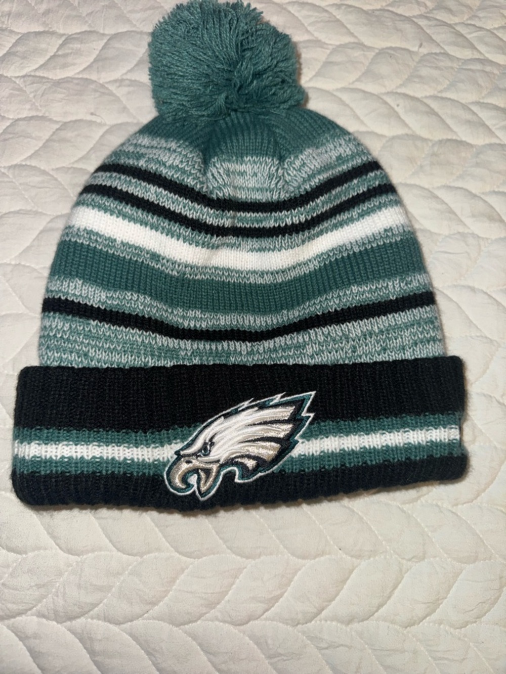 NFL Winter Knit Hat Philadelphia Eagles Pom Beanie (Wool Cotton) NWOT